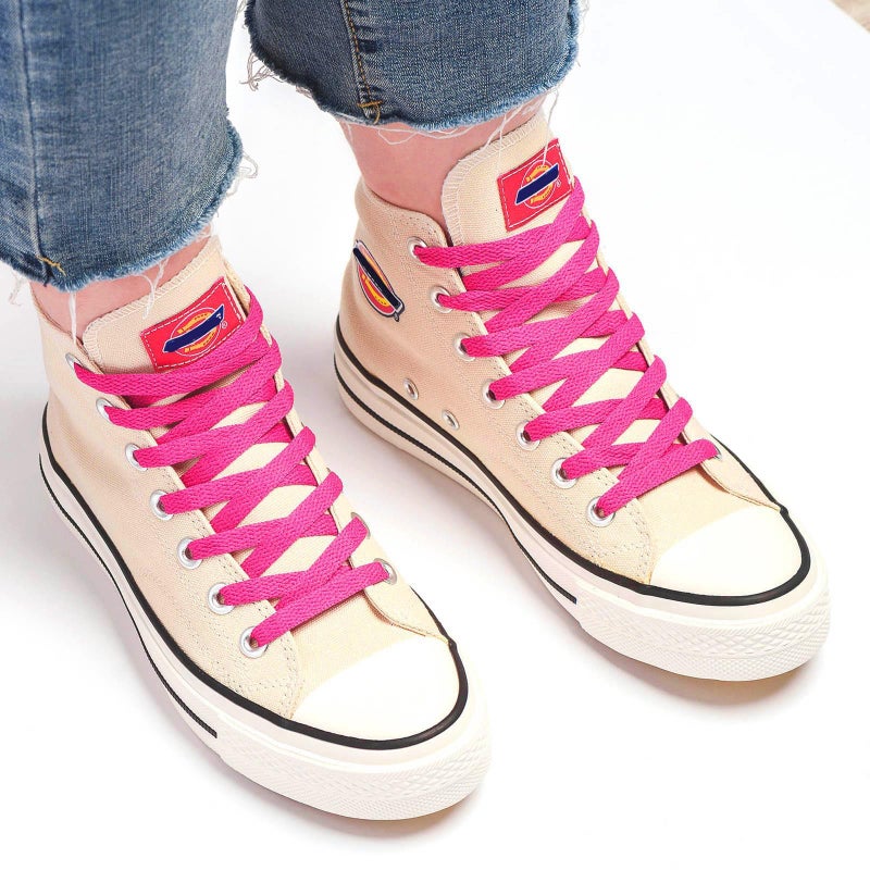Stepace [2 Pairs Flat Shoe Laces for Sneakers 5/16" Width 30"-72" Length 26 Color Shoelaces Hot Pink 36"(91 cm) - Image 3